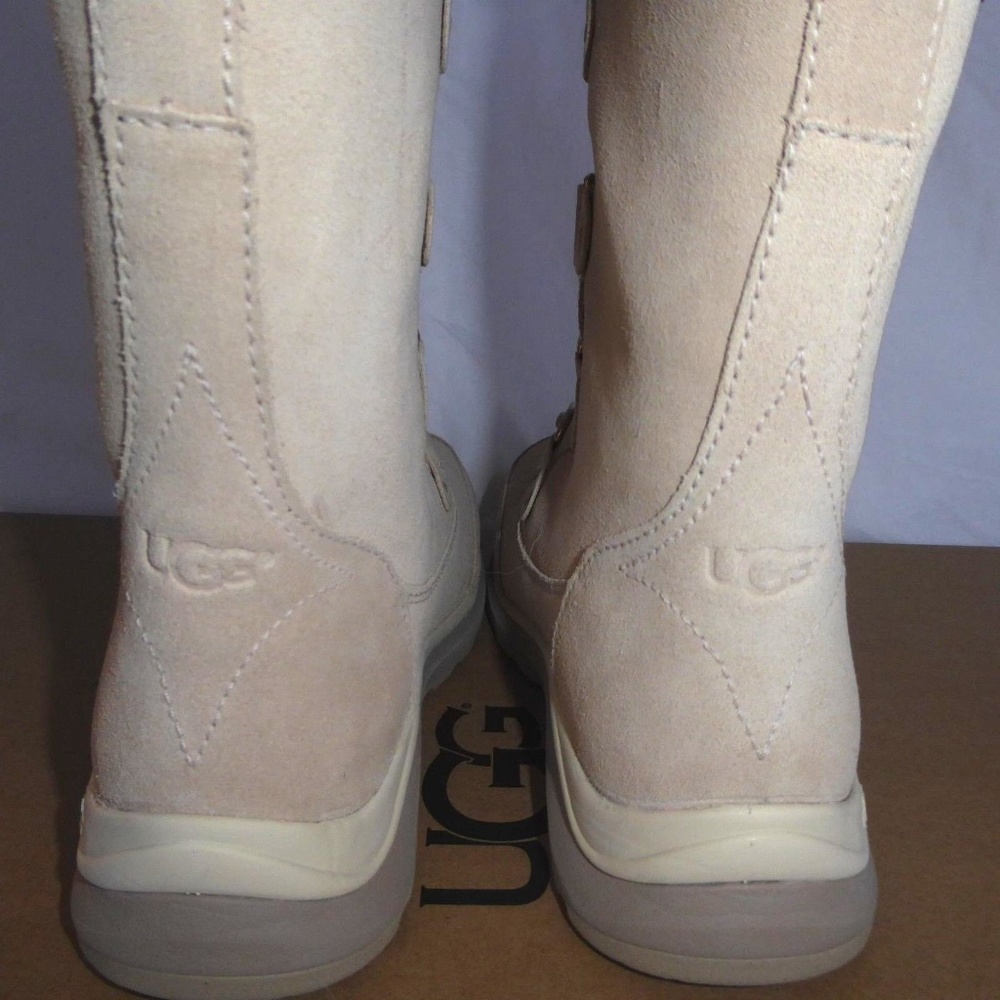 FINAL SALE UGG Atlason Frill Cream Fur Lined Waterproof Suede Boots NEW - Picture 9 of 12